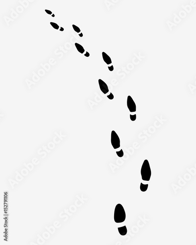 Trail of shoes prints, turn left, vector
