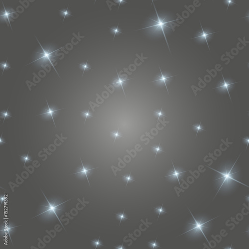 Realistic seamless vector image of the night sky with stars and galaxies. Star seamless