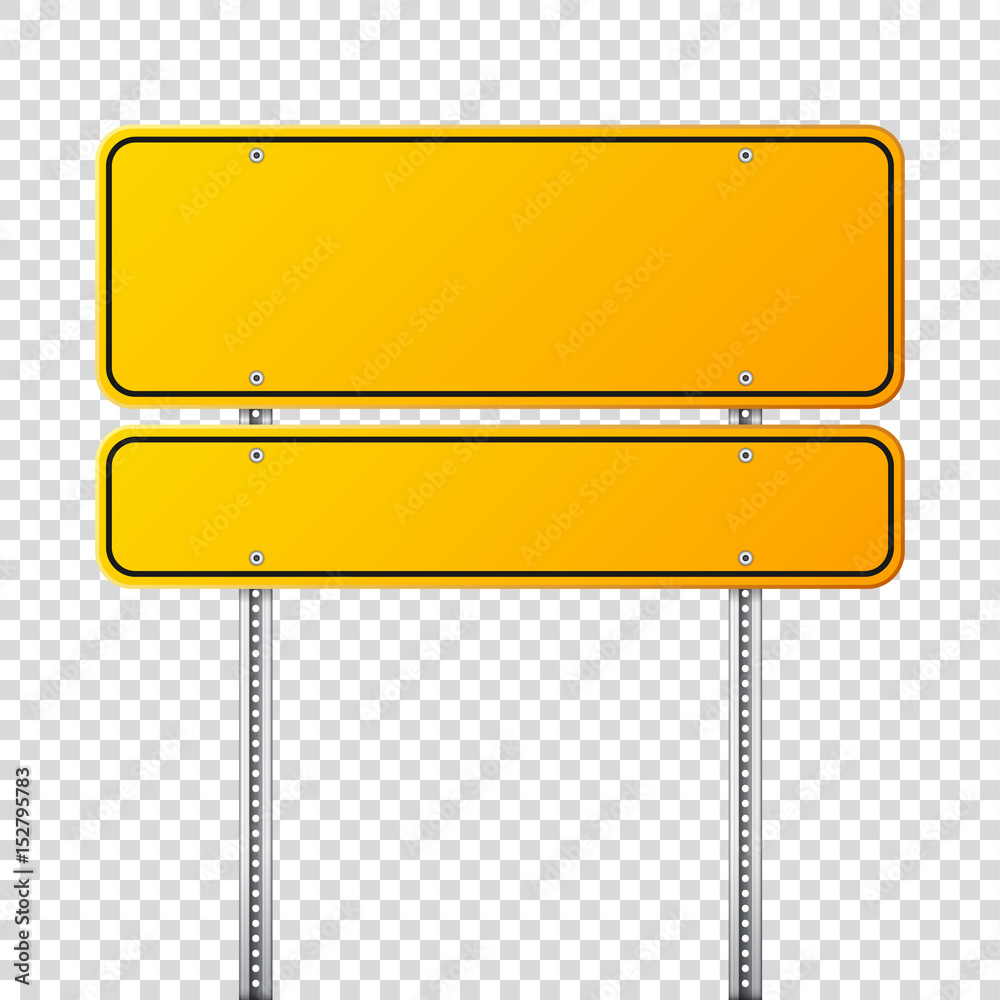 © 32 pixels - Road yellow traffic sign. Blank board with place for text.Mockup. Isolated information sign. Direction. Vector illustration.