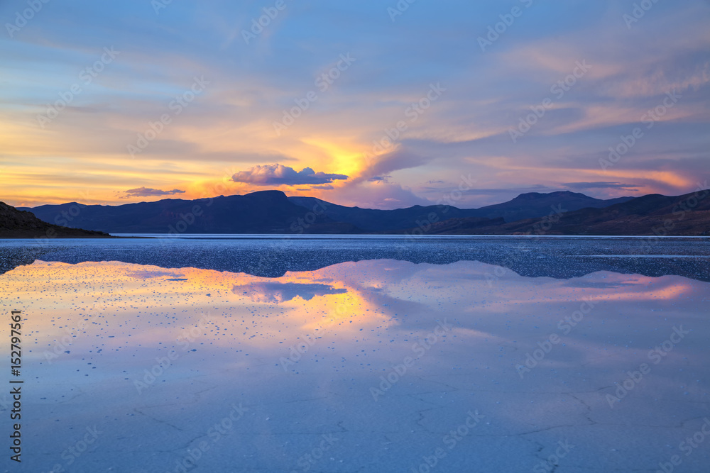 Sunset, post wet season, Salar de Uyuni, Bolivia