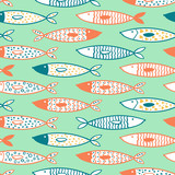 tuna seamless pattern vector decorative fish set