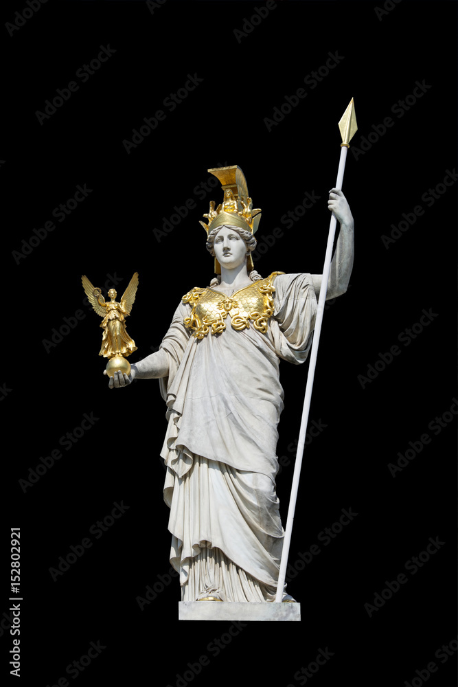 Obraz premium Pallas Athene- Statue vor schwarzen Hintergrund