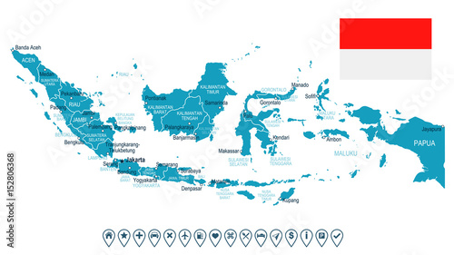 Indonesia - map and flag – illustration