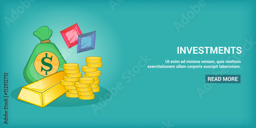 Investments banner horizontal, cartoon style