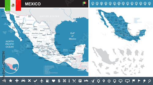 Mexico - map and flag – infographic illustration