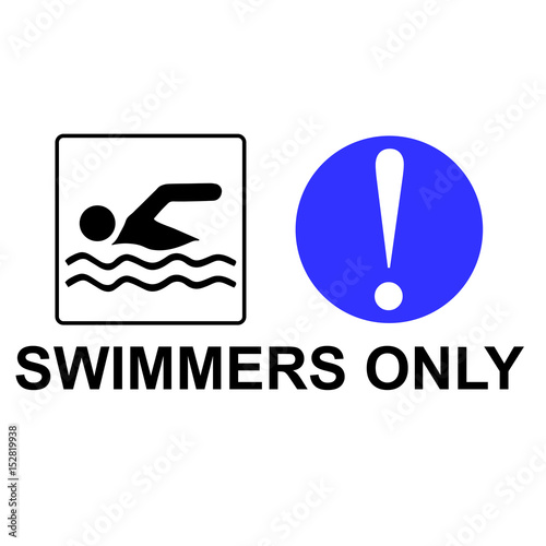 Swim icon vector and exclamation mark symbol