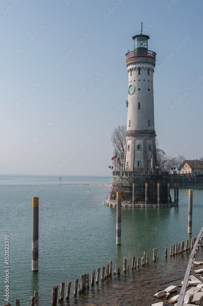 Lighthouse in the bay of Lindau, Bodensee (Lake Constance)