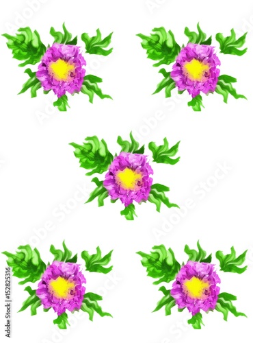 Pattern pink flowers, watercolor, isolated © Anna