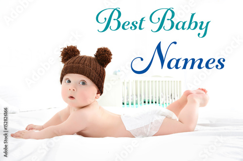 Cute baby wearing funny cap...