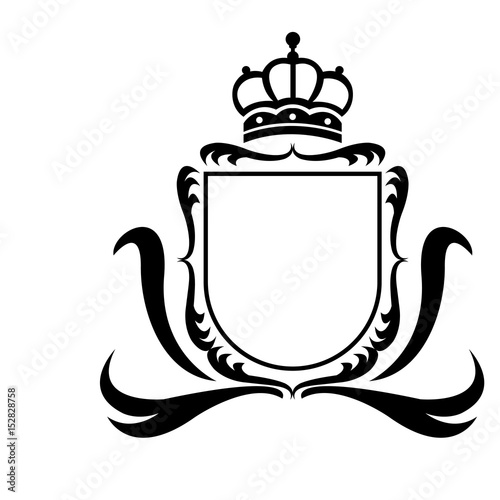 decorative shield crown heraldry victorian elegant frame vector illustration