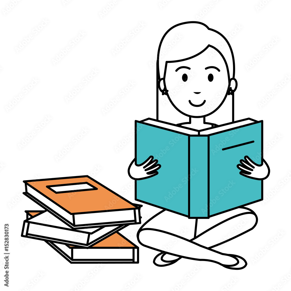 woman reading textbook character vector illustration design woman reading textbook character vector illustration design