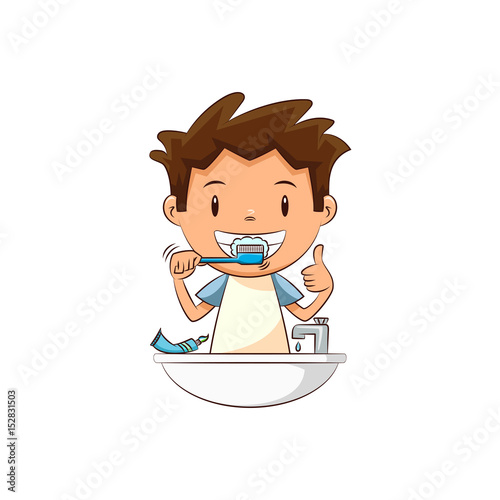 Child brushing teeth