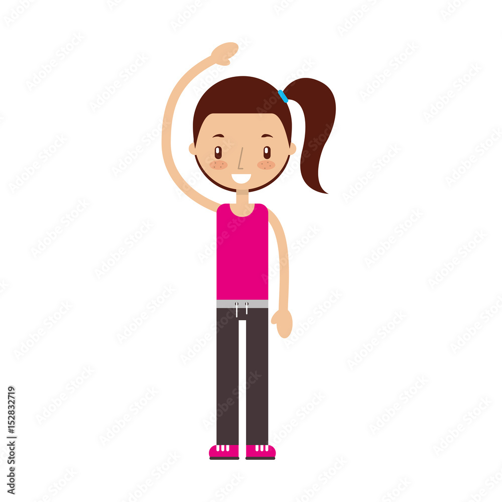 Fitness girl exercising isolated icon vector illustration
