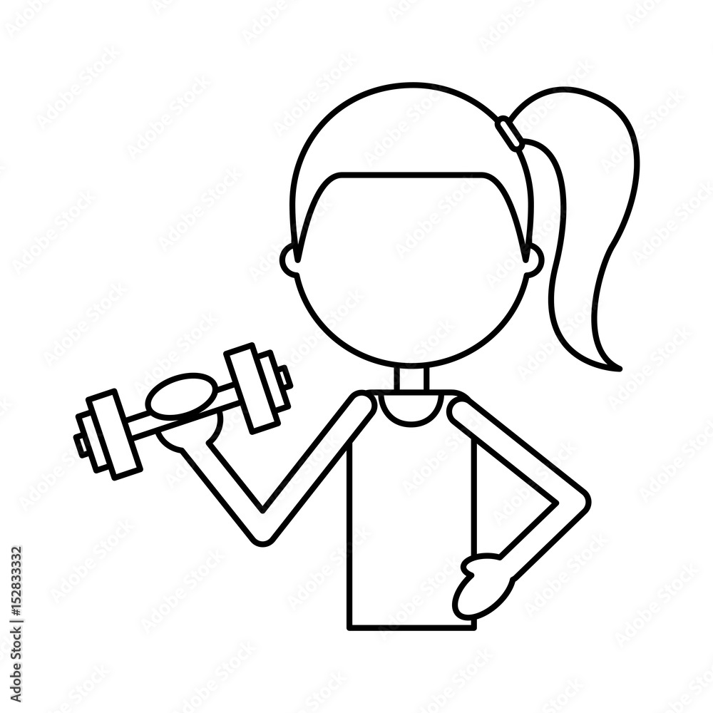 cartoon girl doing exercise with dumbells vector illustration cartoon girl doing exercise with dumbells vector illustration