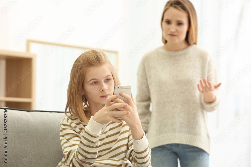 Quarrel between mother and daughter at home Quarrel between mother and daughter at home