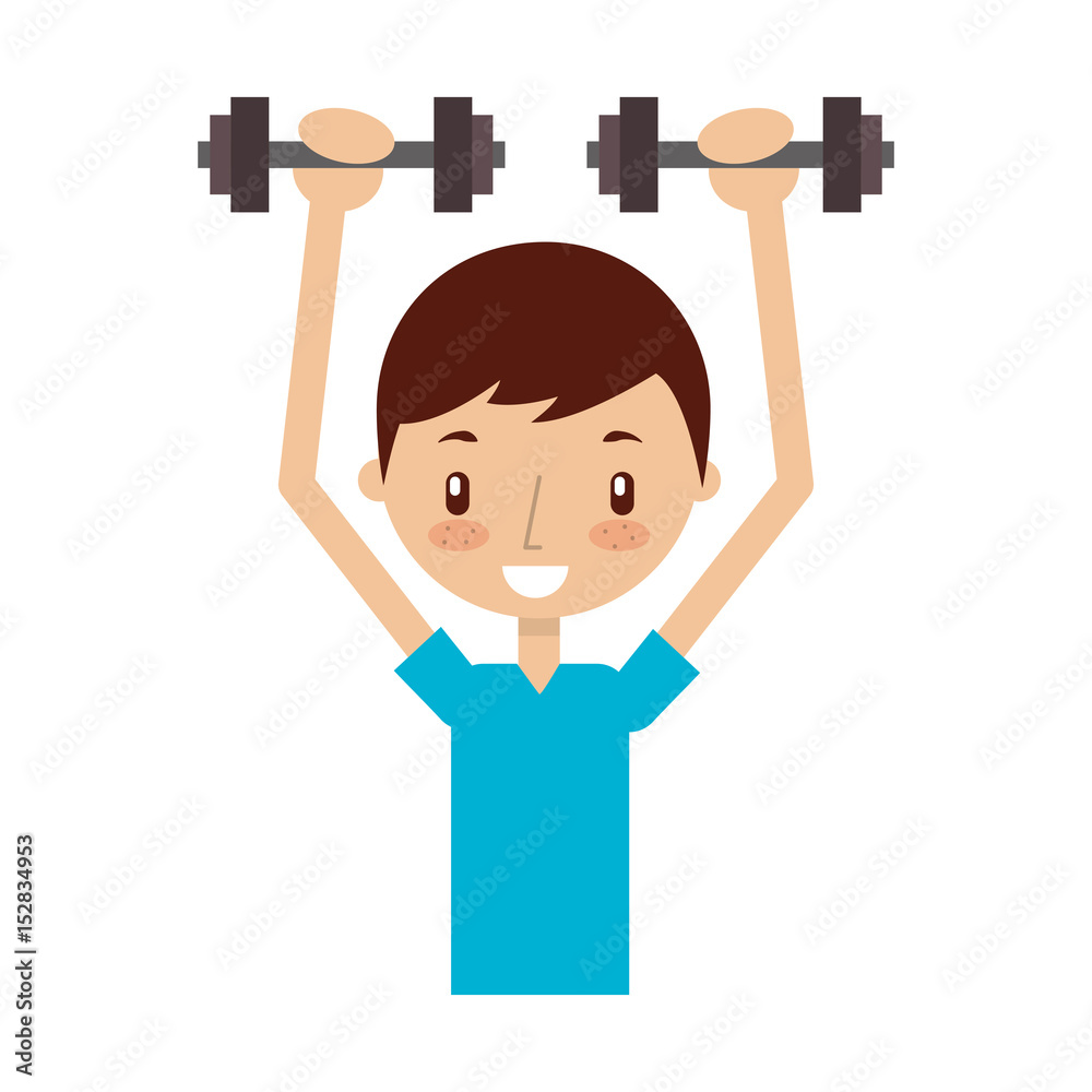 boy exercising with dumbells vector illustration graphic design boy exercising with dumbells vector illustration graphic design