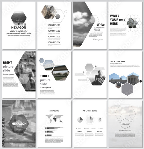 The vector illustration of the editable layout of A4 format covers design templates for brochure, magazine, flyer, booklet, report. Abstract polygonal modern style with hexagons.