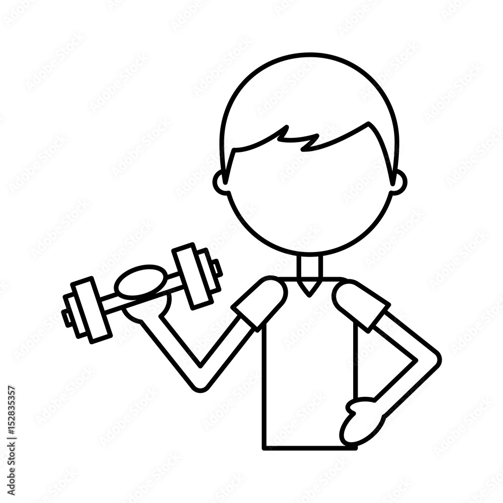 boy exercising with dumbells vector illustration graphic design boy exercising with dumbells vector illustration graphic design