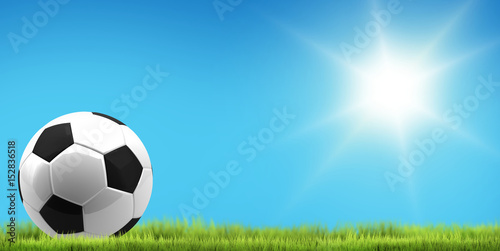football ball. soccer theme with green grass meadow 3d rendering