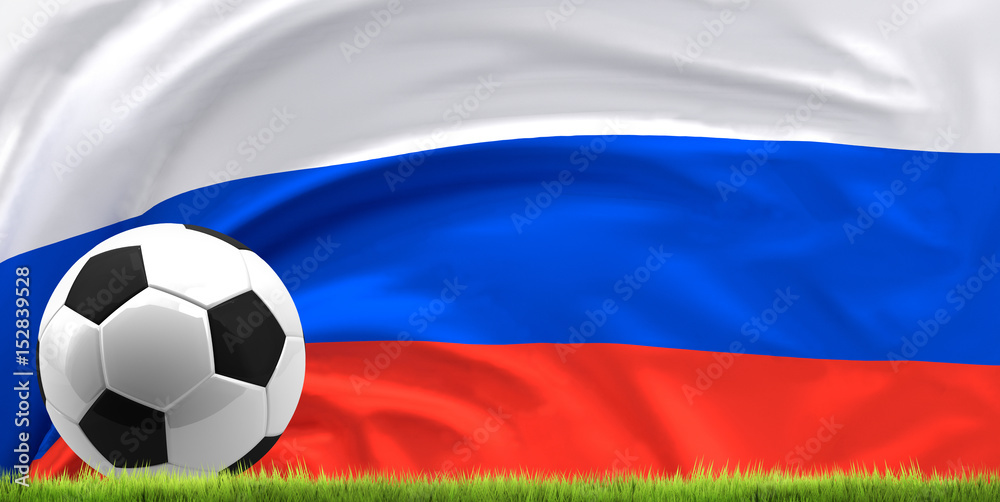 flag of russia and football ball 3d rendering flag of russia and football ball 3d rendering