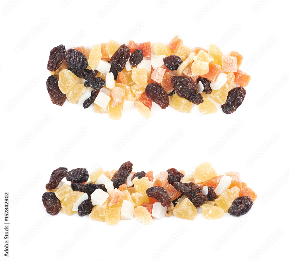 Nuts and dried fruits mix isolated Nuts and dried fruits mix isolated