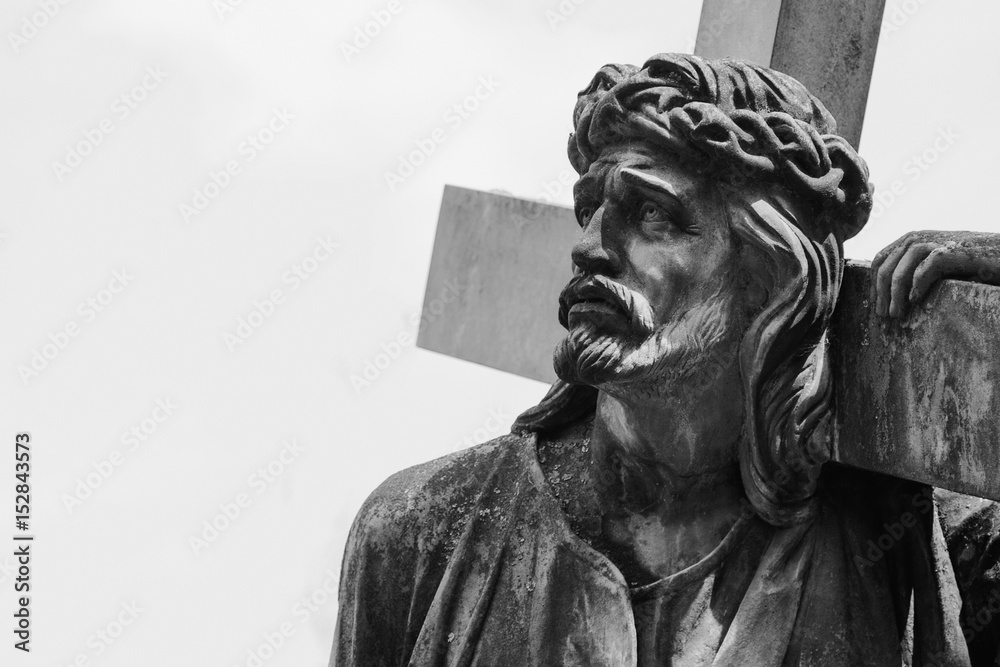 Fototapeta premium Jesus Christ with the cross (fragment of antique statue)
