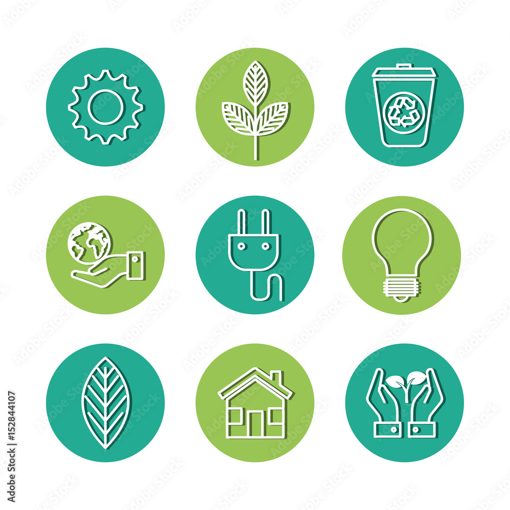 Hand drawn eco friendly icons over white background. Vector illustration. Hand drawn eco friendly icons over white background. Vector illustration.