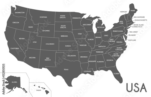 Mapa USA ilustracji wektorowych na białym tle. Edytowalne i wyraźnie oznaczone warstwy.