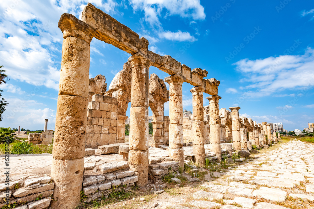 Al Bass archaeological site in Tyre, Lebanon. It is located about 80 km south of Beirut. Tyre has led to its designation as a UNESCO World Heritage Site in 1984. 