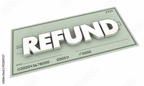 Принти на полотні Refund Check Rebate Money Back Payment 3d Illustration