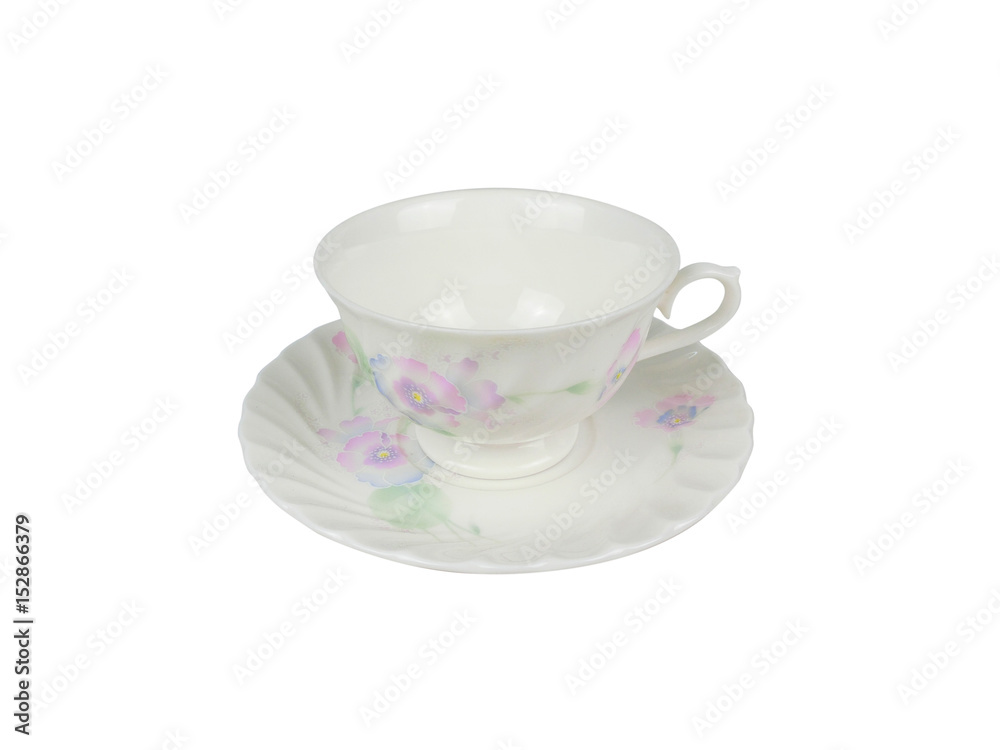 Chinese set of tea cups on white background Chinese set of tea cups on white background