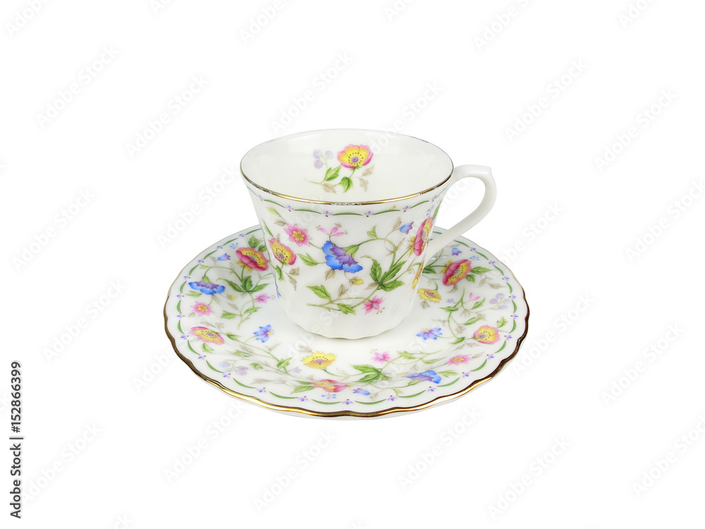 Fototapeta premium Chinese set of tea cups on white background