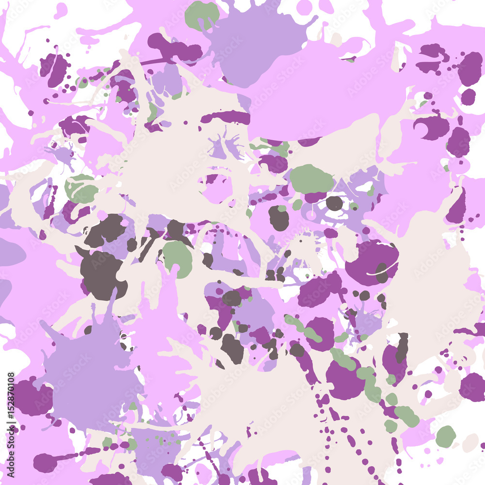 Lilac beige green ink splashes background square
