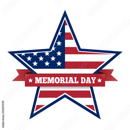 Memorial Day with star in national flag colors. Memorial Day symbol isolated on a white background. Memorial Day design. Vector illustration