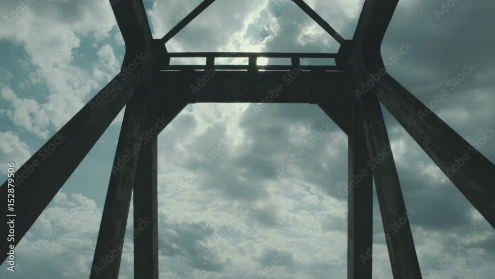 An old steel and wooden bridge in Poland. 