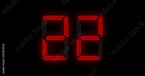 Sports shot clock countdown from 27 to 0.