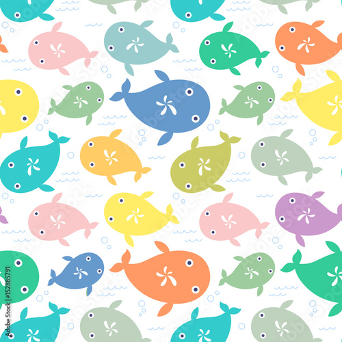 Vector illustration seamless pattern with whale