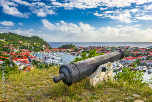 Photo Saint Barthelemy skyline and harbor in the Caribbean.