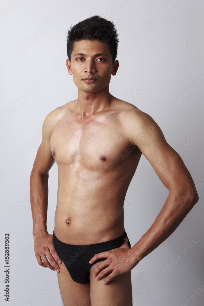 attractive male body with black underwear