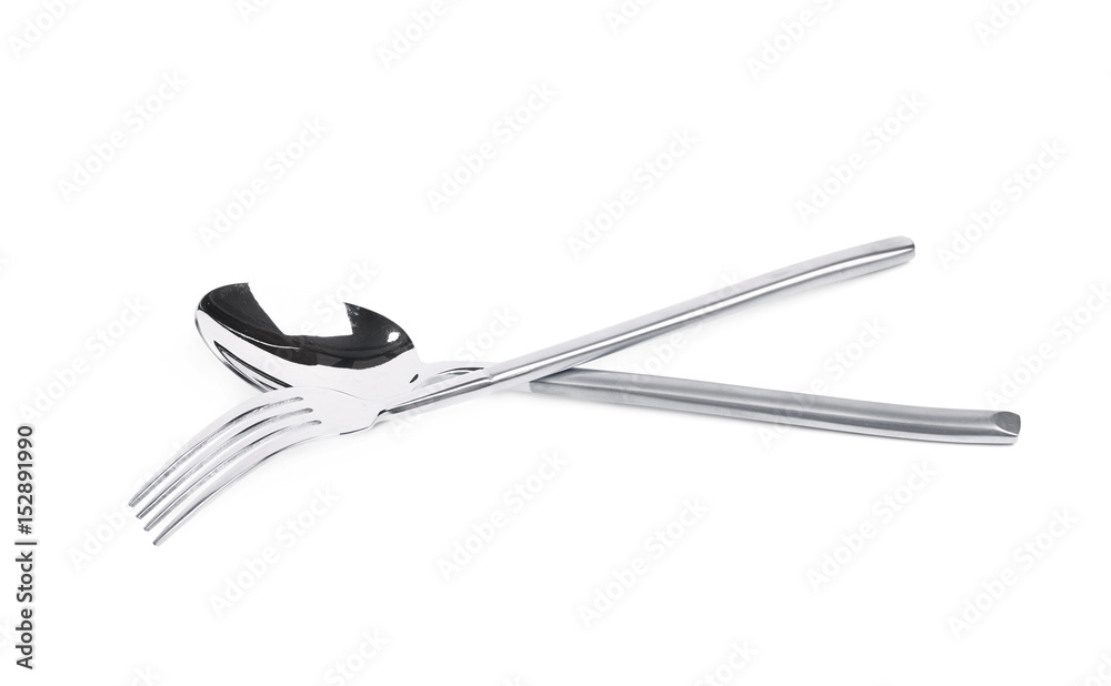 Composition of spoon and fork isolated Composition of spoon and fork isolated