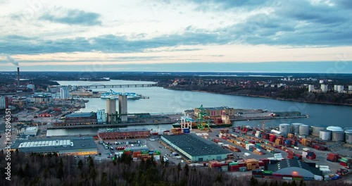 Stockholm sunset port time lapse photo