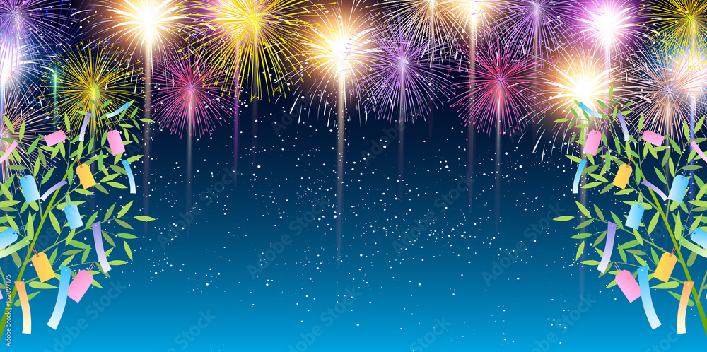 七夕竹花火背景stock Vector Adobe Stock 七夕竹花火背景stock Vector Adobe Stock