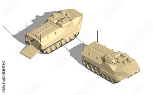 Military Transportation isometric vector. assault amphibious vehicle.