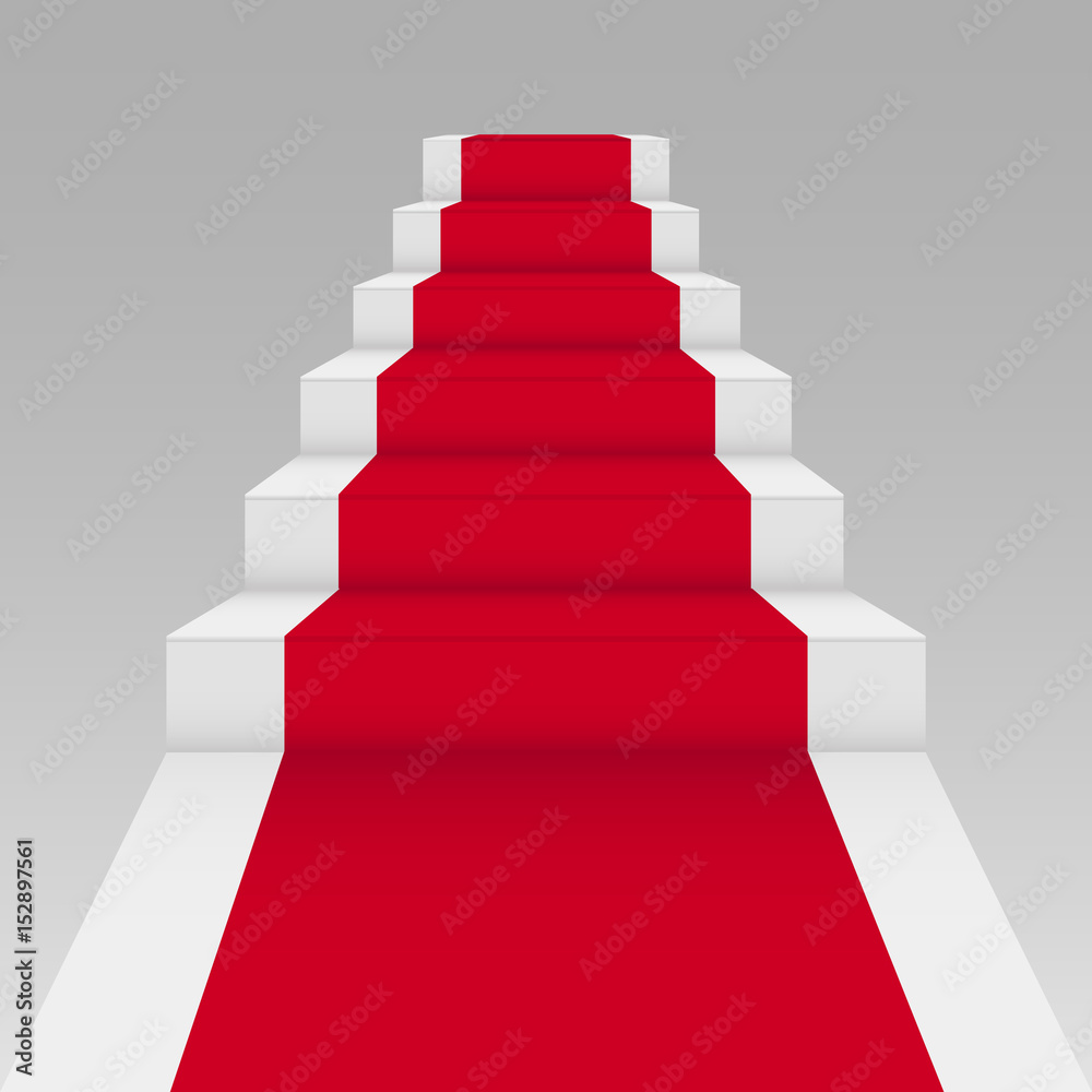 Staircase and red carpet. 3d illustration isolated on grey background. Vector
Staircase and red carpet. 3d illustration isolated on grey background. Vector