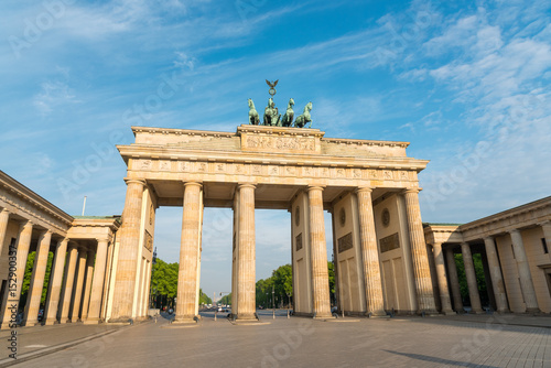 The Brandenburger Tor in Berlin in the early morning sunshine