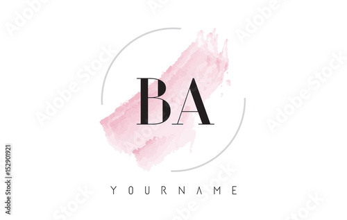 BA B A Watercolor Letter Logo Design with Circular Brush Pattern.