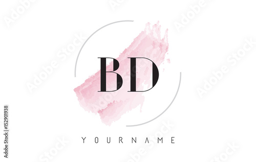 BD B D Watercolor Letter Logo Design with Circular Brush Pattern.