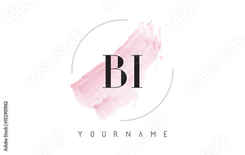 BI B I Watercolor Letter Logo Design with Circular Brush Pattern.