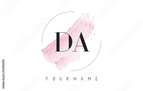 DA D A Watercolor Letter Logo Design with Circular Brush Pattern. photo