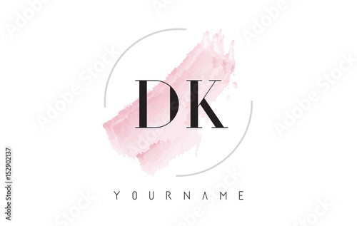 DK D K Watercolor Letter Logo Design with Circular Brush Pattern.
